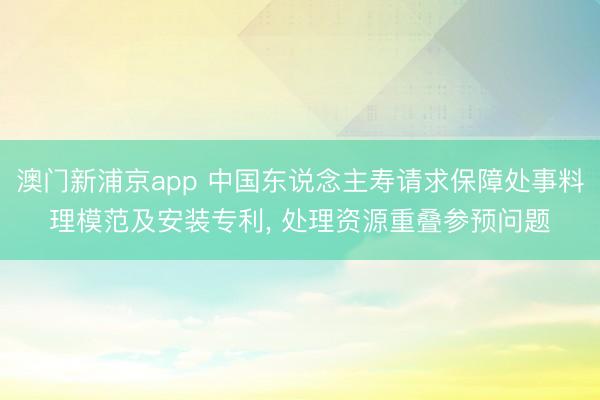澳門新浦京app 中國東說念主壽請求保障處事料理模范及安裝專利, 處理資源重疊參預問題